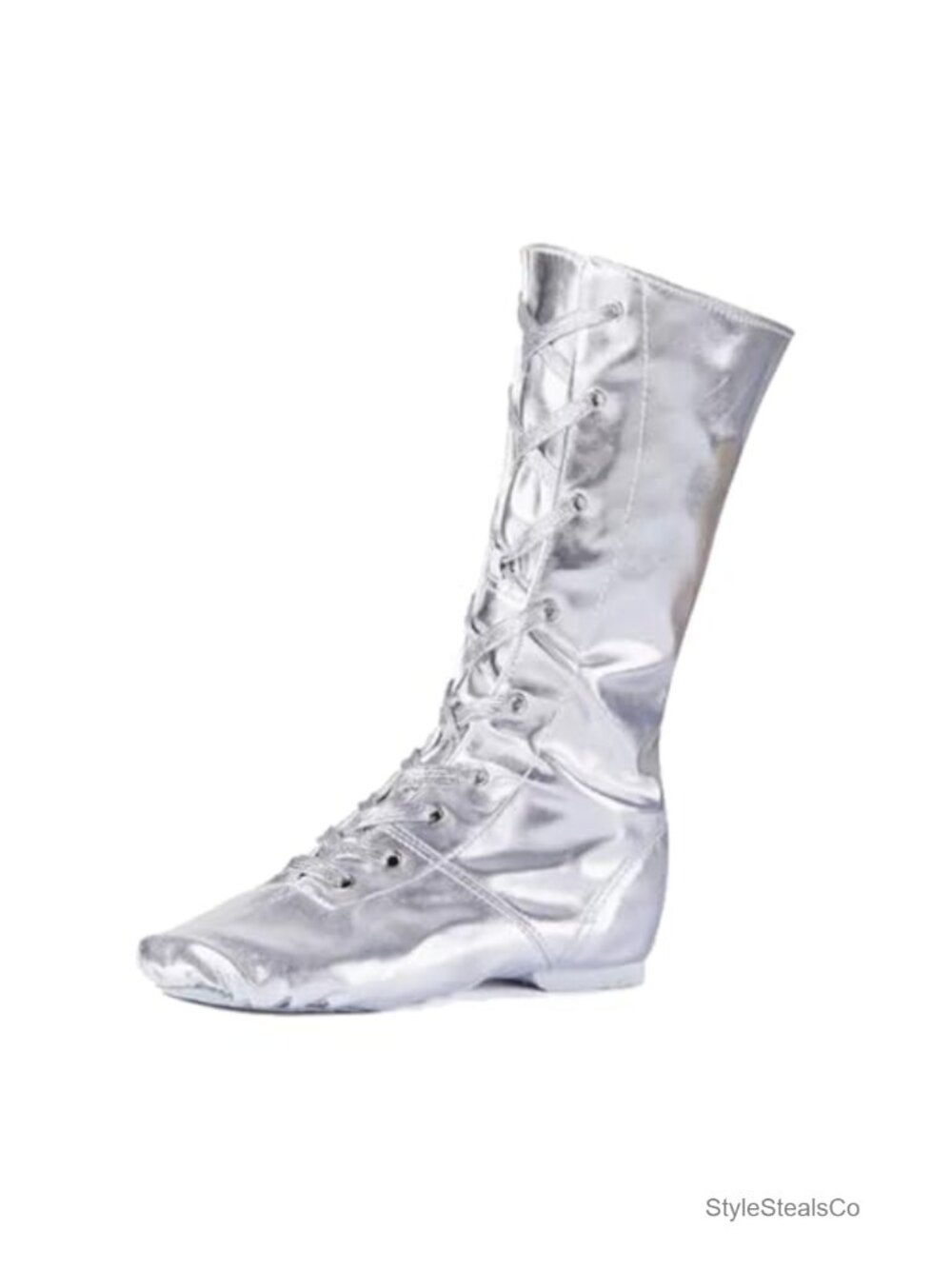 MSMAX Jazz Dance Shoes Split Sole High Top Dance Sneakers PU Leather